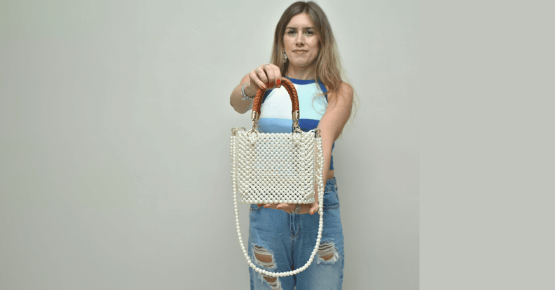 How to Make a Pearl Beaded Bag with Leather Handles: The easiest method ever!