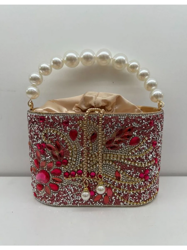Sparkling Crystal & Pearl Box Bag