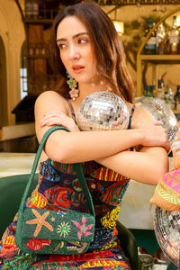 Emerald Beaded Shoulder Bag