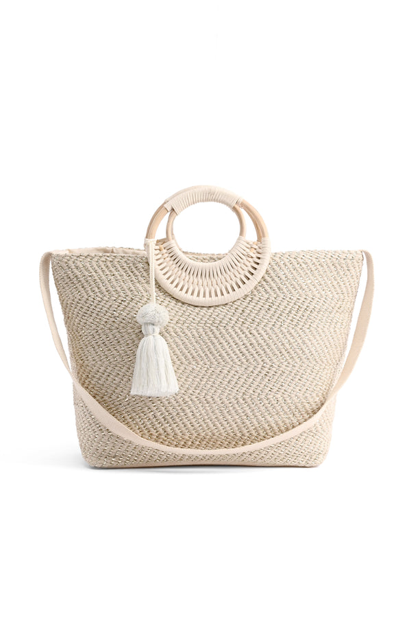 Woven Large White Tote Beaded Bag + That Silver-Lined Breeze
