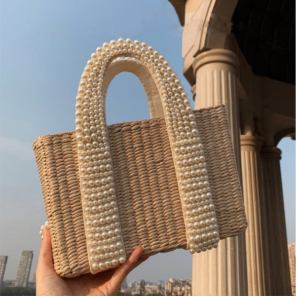 Straw and Pearl Bag