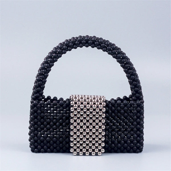 Black pearl and rhinestone bag