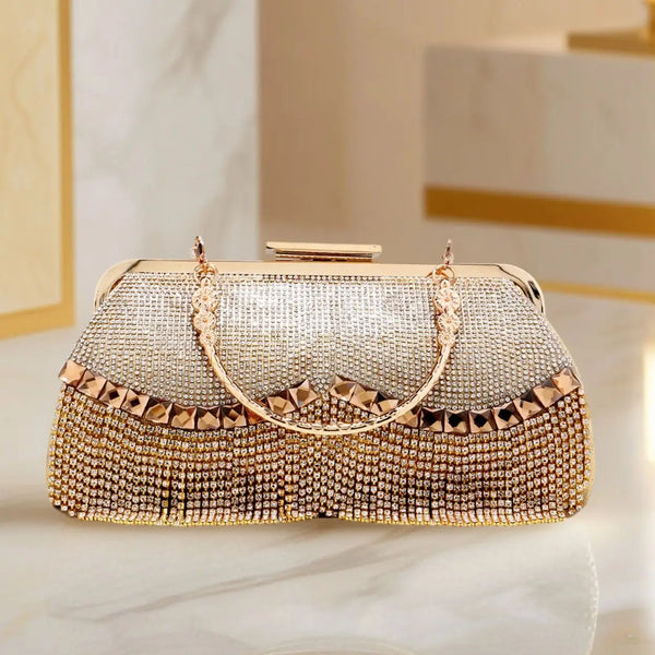 Gold Beaded Clutch Bag