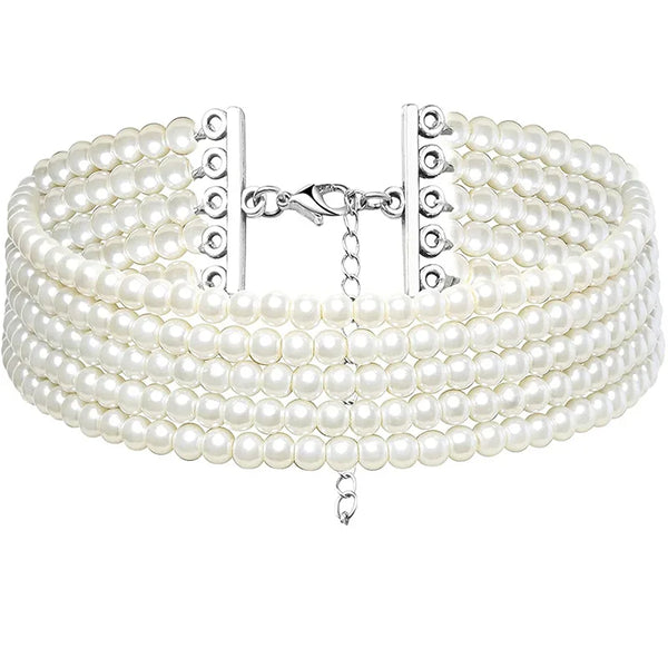 Multilayer Pearl Collar Choker Necklace