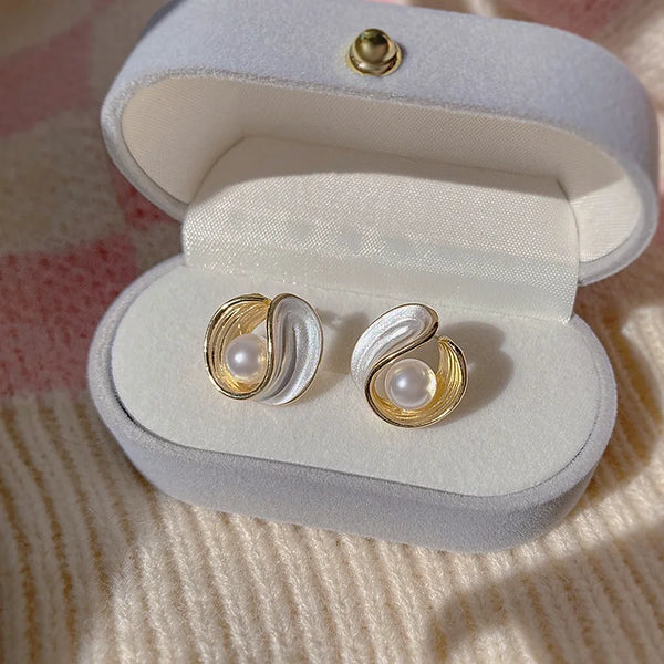 Diamond and Pearl Cluster Earrings