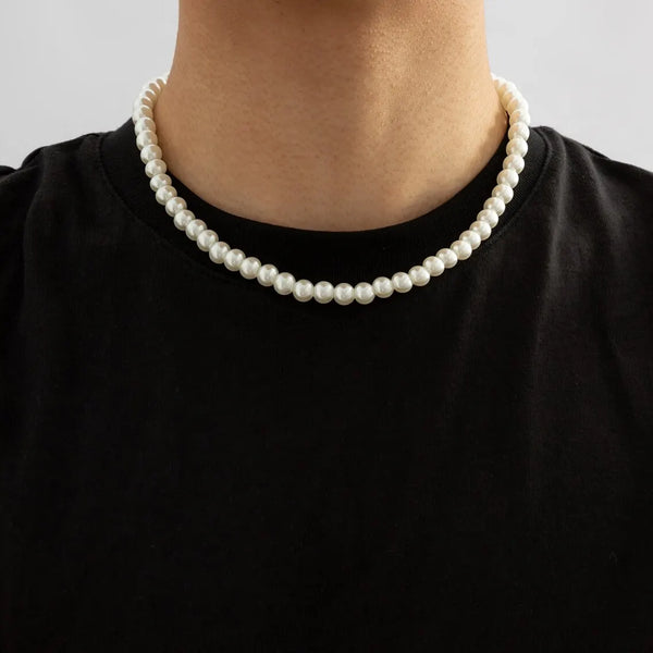 Pearl choker necklace mens