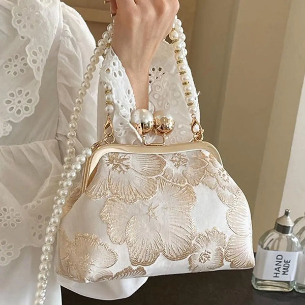 Beaded White Bag