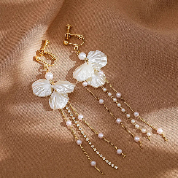 flower pearl drop earrings