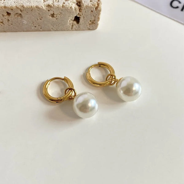 pearl chain drop earrings