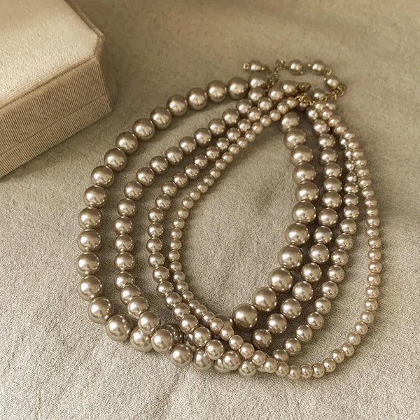 Gold Pearl Necklace Choker