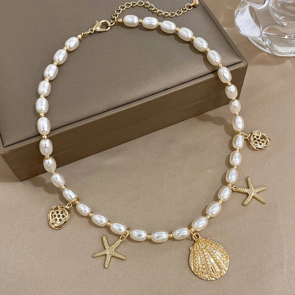pearl with gold choker
