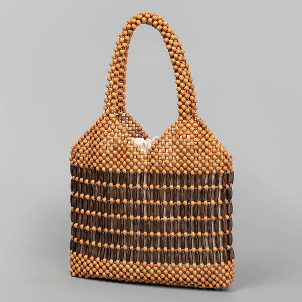 Beaded Wooden Bag