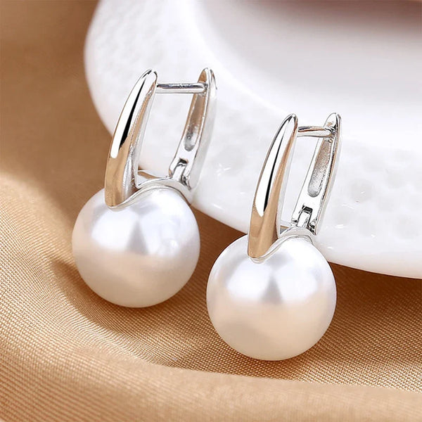 Pearl Hoop Earrings Gold