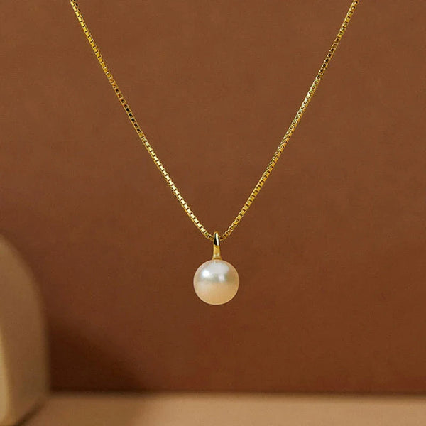 Round  Pearl Pendant chain Necklace