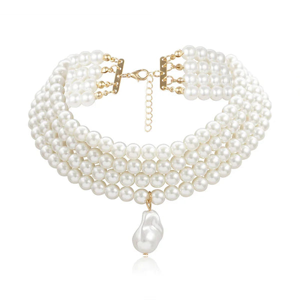 Layered Pearls Necklace with pendant