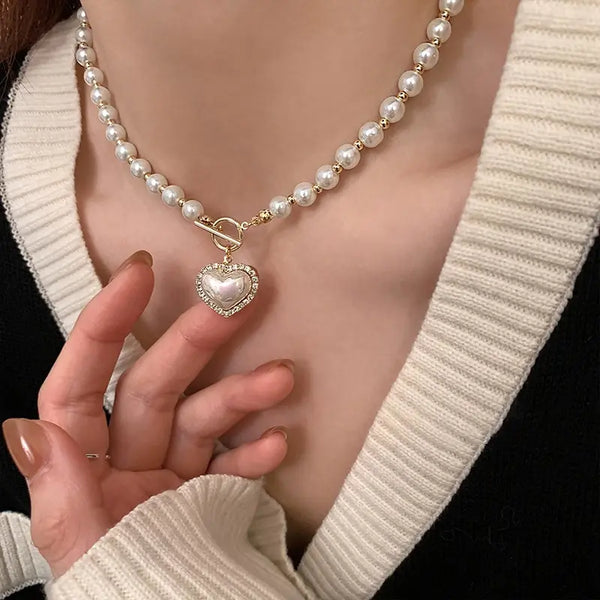 Love Pendant and Pearl Necklace
