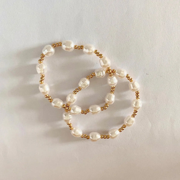 pearl bracelets with gold beads