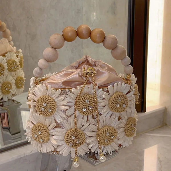 Wood Beaded Bag
