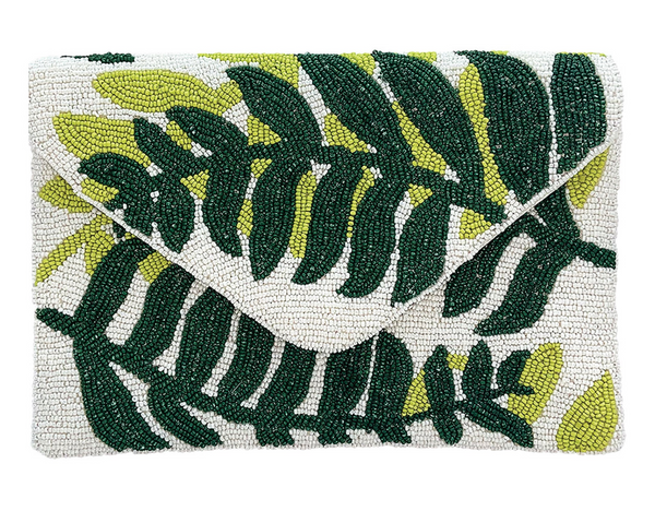 Palm Leaf Beaded Clutch That Midnight Oasis Glow