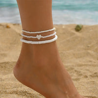 Pearl Rice Love Heart Anklets