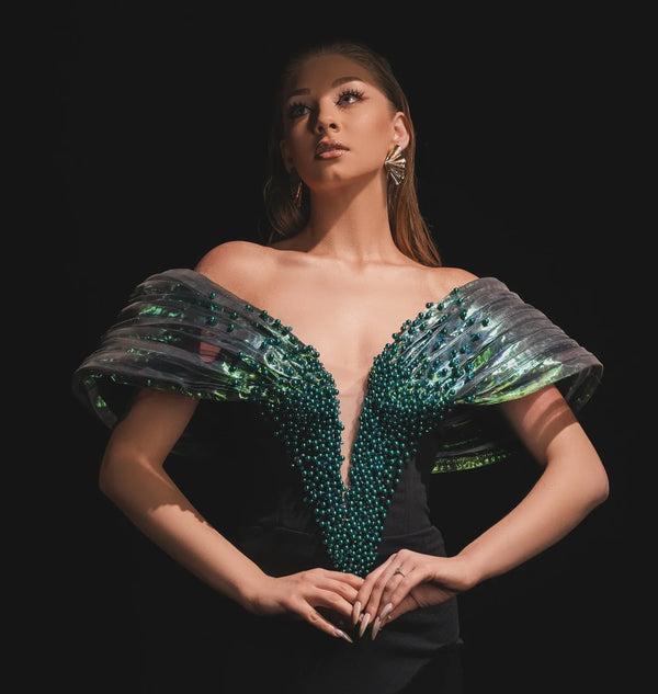 Shoulder Pearl White  Dress