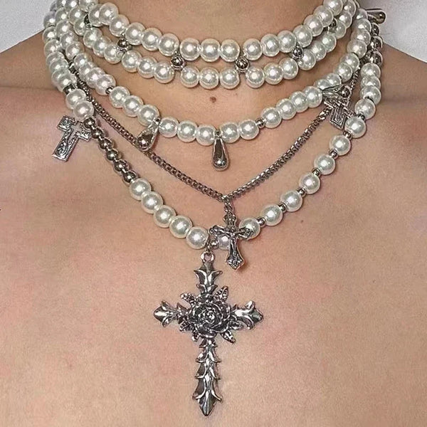 pearl cross necklace