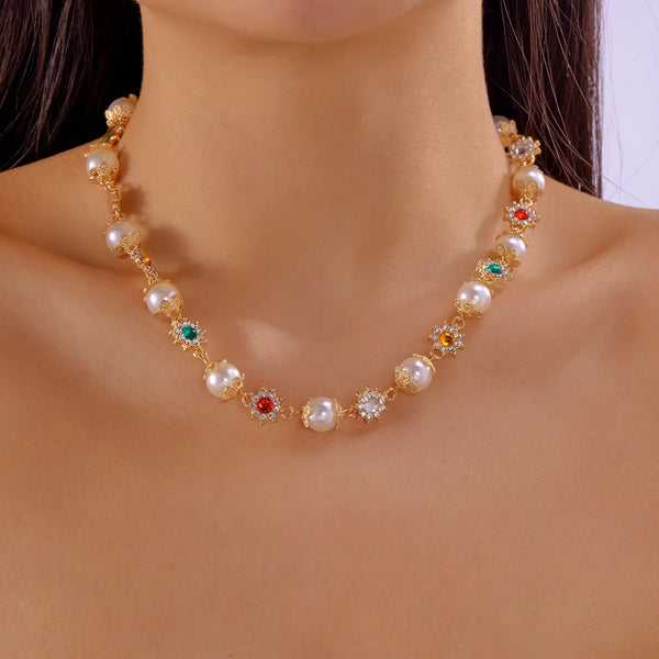 pearl rhinestone necklace